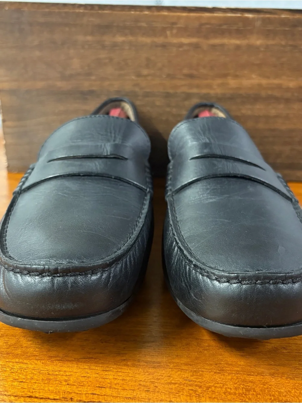 Florsheim Throttle Penny Black Leather Slip On Driver Loafer Size 11